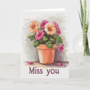 Miss You Flowers Colourful Holiday Card