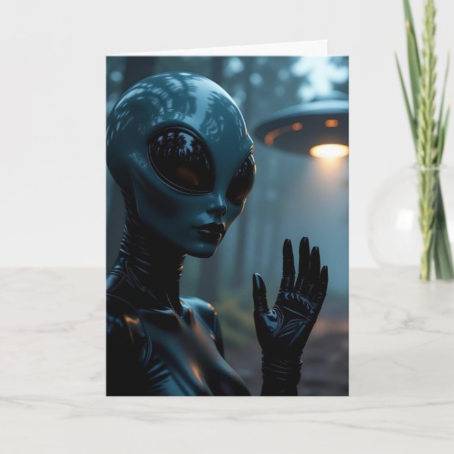 Miss You! Friendship| Alien and UFO Card (Front)