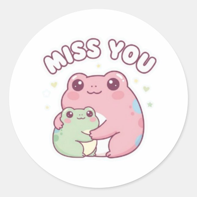 Miss You Frog Sticker Cute Hugging Frogs Romantic  (Front)