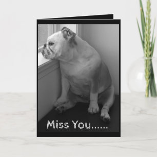 Miss You Greeting Card-Sad Bulldog Card