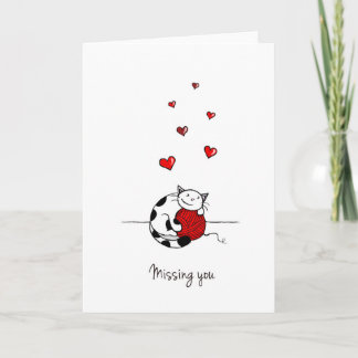 Miss you / Missing you card - Cute card with yarn