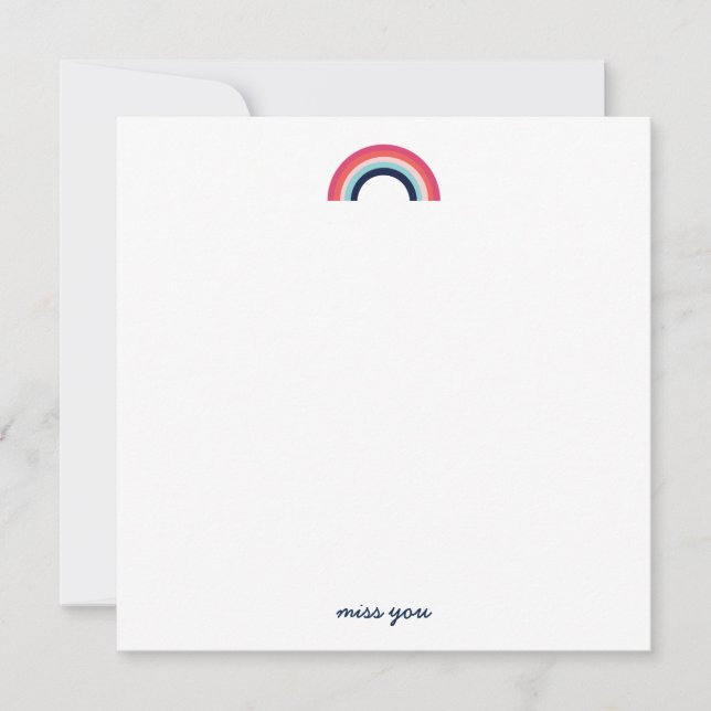 Miss You Modern Rainbow in Blue Card (Front)