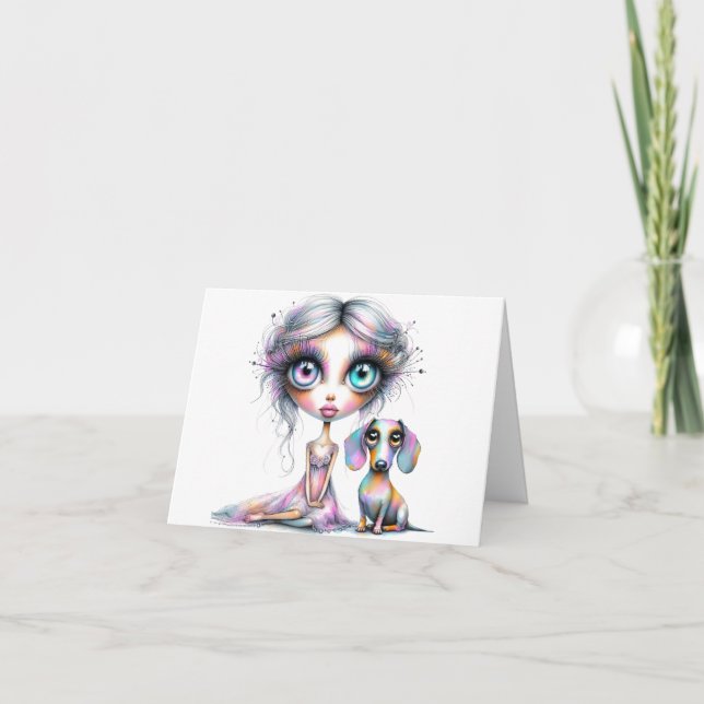 Miss You Pastel Dachshund Card (Front)