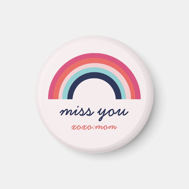 Miss You Rainbow in Pink and Blue Magnet (Front)