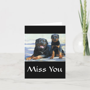 Miss You Rottweiler Mum & Puppy Dog Greeting Card