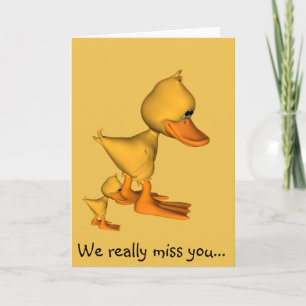 Miss you Sad little Yellow cartoon Duck Card