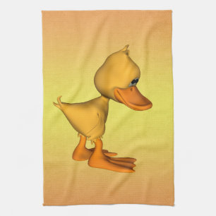 Miss you Sad little Yellow cartoon Duck Tea Towel