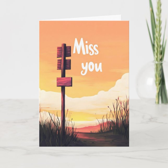 Miss You Sunset Holiday Card (Front)