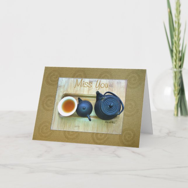 Miss You Tea Setting Still Life Photograph Card (Front)