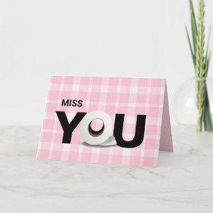 Miss you toilet paper roll pink plaid card