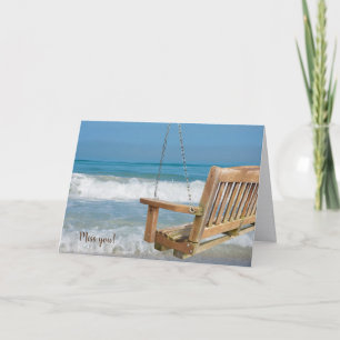 Miss You wooden swing and ocean view Card