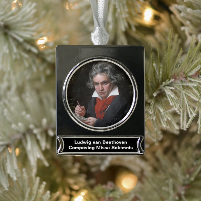 Missa Solemnis: Ludwig Beethoven Classical Music Silver Plated Banner Ornament (Tree)