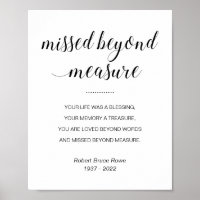 Missed Beyond Measure Memorial Service Poem
