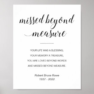 Missed Beyond Measure Memorial Service Poem Poster