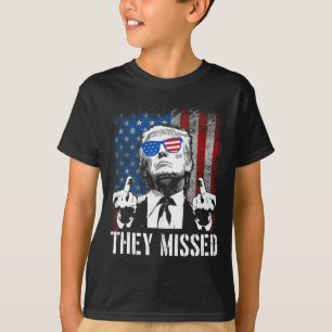 Missed Donald Trump Shot Trump 2024 Us American Fl T-Shirt