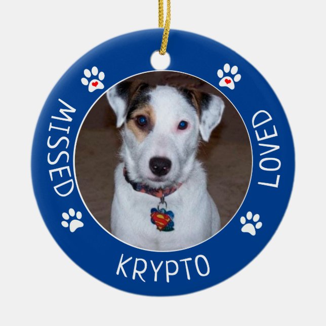 Missed Loved | Custom Dog Memorial Ceramic Tree Decoration (Front)