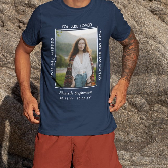 Missed Loved Remembered Photo Memorial T-Shirt (Creator Uploaded)