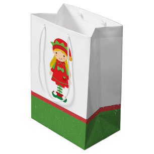 Misses Elf and Candy Canes  Medium Gift Bag