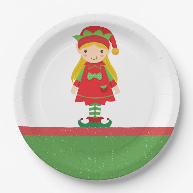 Misses Elf and Candy Canes  Paper Plate (Front)