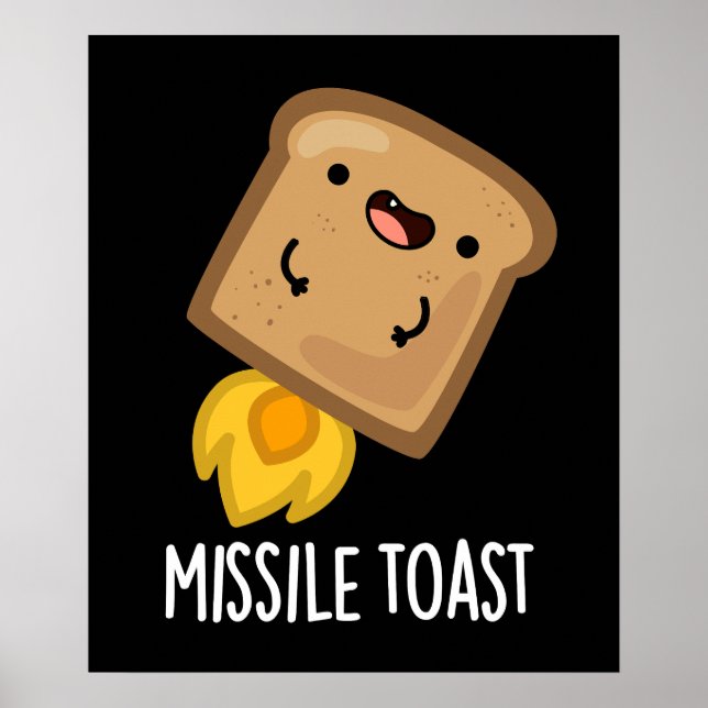 Missile Toast Funny Mistletoe Puns Dark BG Poster (Front)