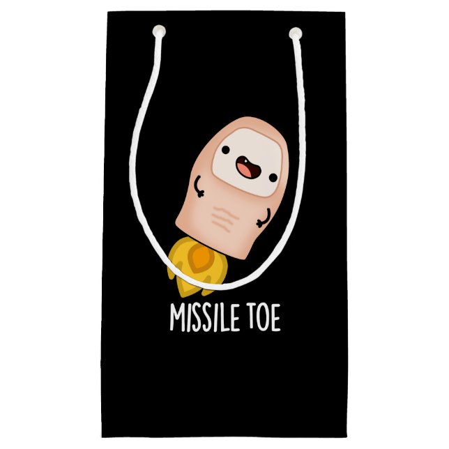 Missile Toe Funny Mistletoe Pun Dark BG Small Gift Bag (Front)