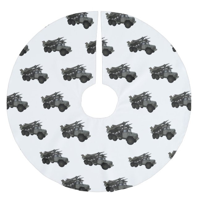Missile vehicle cartoon illustration brushed polyester tree skirt (Front)