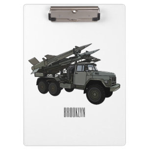 Missile vehicle cartoon illustration clipboard