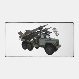 Missile vehicle cartoon illustration desk mat