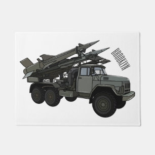Missile vehicle cartoon illustration doormat