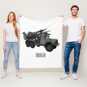 Missile vehicle cartoon illustration fleece blanket