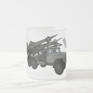 Missile vehicle cartoon illustration frosted glass coffee mug