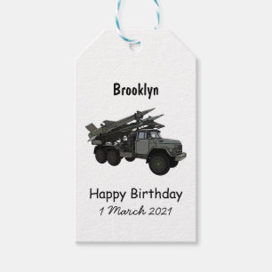 Missile vehicle cartoon illustration gift tags