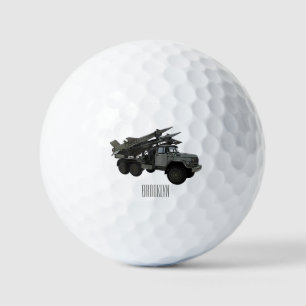 Missile vehicle cartoon illustration golf balls