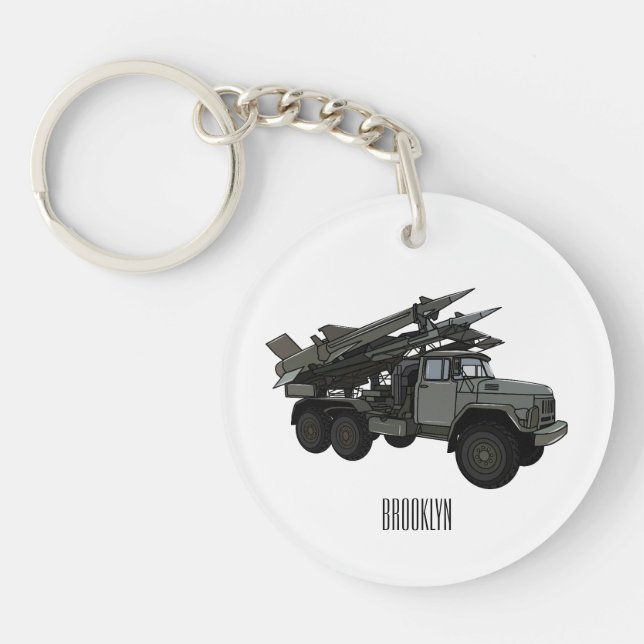 Missile vehicle cartoon illustration key ring (Front)