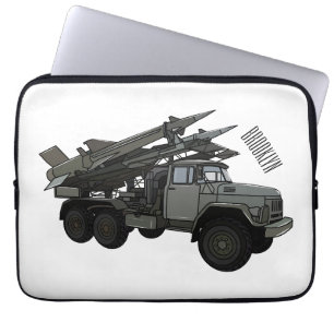 Missile vehicle cartoon illustration laptop sleeve