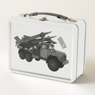 Missile vehicle cartoon illustration metal lunch box