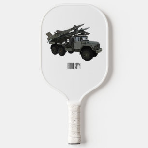 Missile vehicle cartoon illustration pickleball paddle