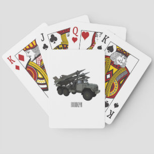 Missile vehicle cartoon illustration playing cards
