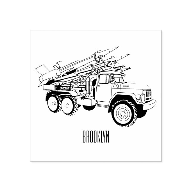 Missile vehicle cartoon illustration rubber stamp (Imprint)