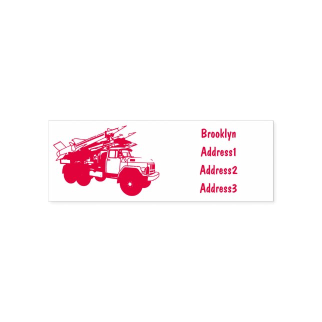 Missile vehicle cartoon illustration self-inking stamp (Design)