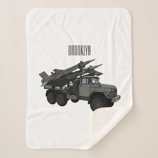 Missile vehicle cartoon illustration sherpa blanket (Front)