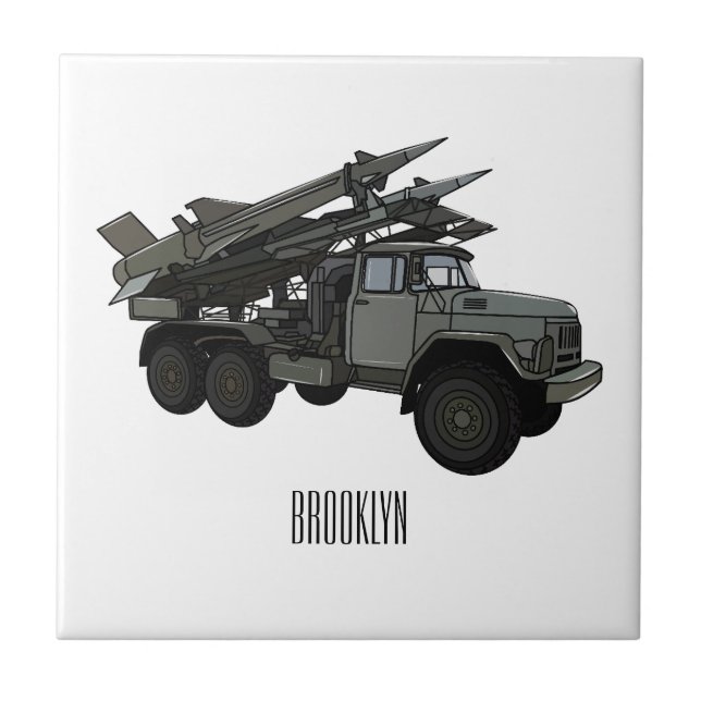 Missile vehicle cartoon illustration tile (Front)