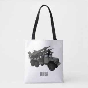 Missile vehicle cartoon illustration tote bag