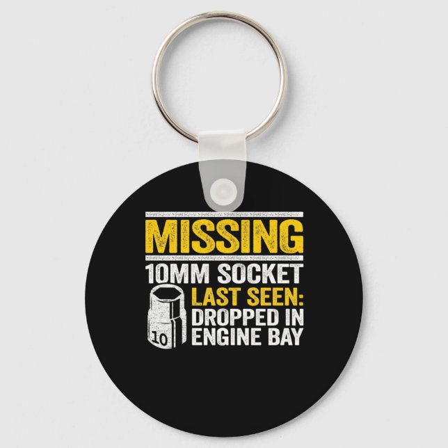 Missing 10mm Socket Funny Mechanic Key Ring (Front)