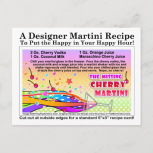 Missing Cherry Martini Recipe Postcard