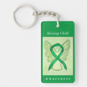 Missing Child Awareness Ribbon Angel Keychain