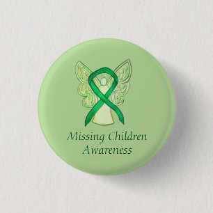 Missing Children Green Awareness Ribbon Angel Pins