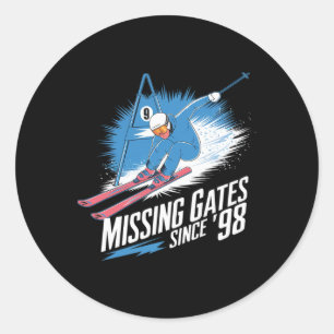 Missing Gates Since 98 Alpine Skiing Classic Round Sticker