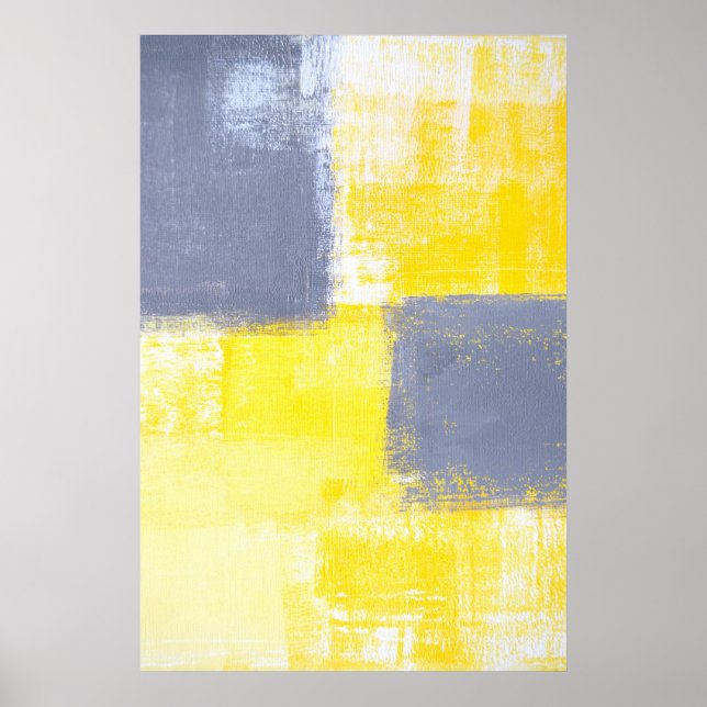 'Missing' Grey and Yellow Abstract Art Poster (Front)
