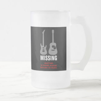 MISSING (Guitar - If found please return to music) Frosted Glass Beer Mug